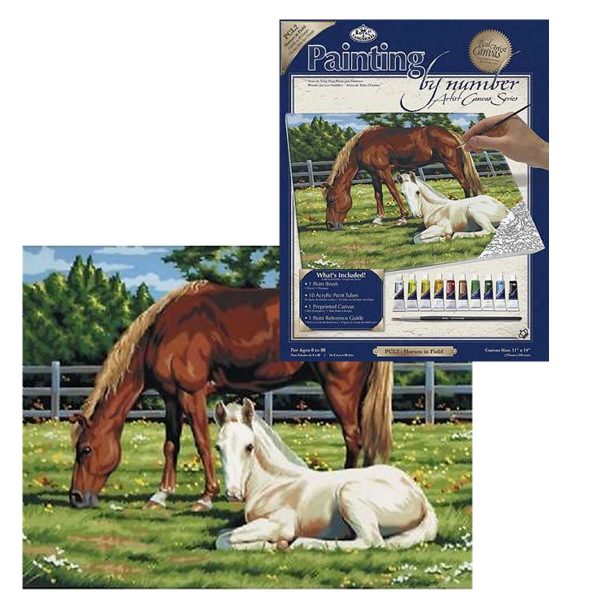 Horses in a Field Paint By Numbers Canvas