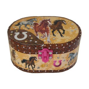Oval Dashing Horse Jewellery Box
