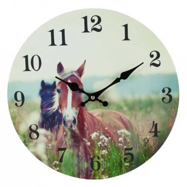 Meadow Horses Clock