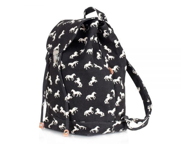 canvas horse backpack black