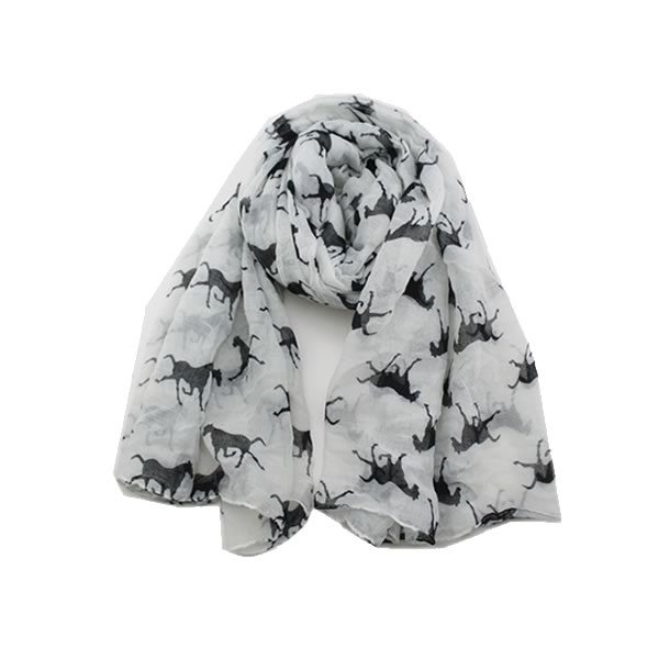 Horse Scarf White and Black
