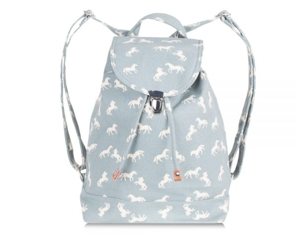 canvas horse backpack blue