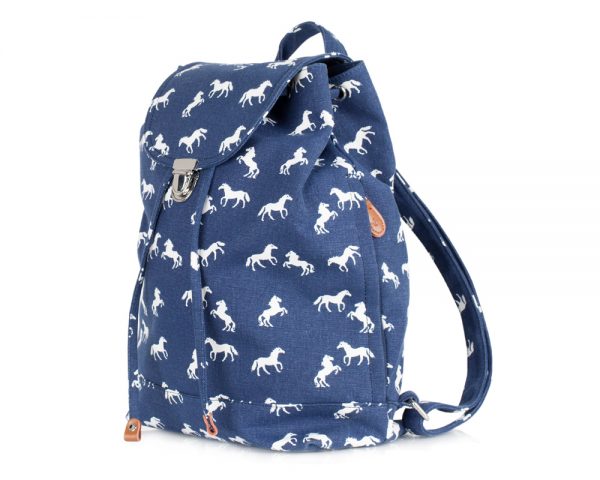 canvas horse backpack navy