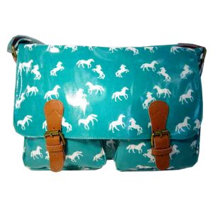 Aqua horse satchel bag