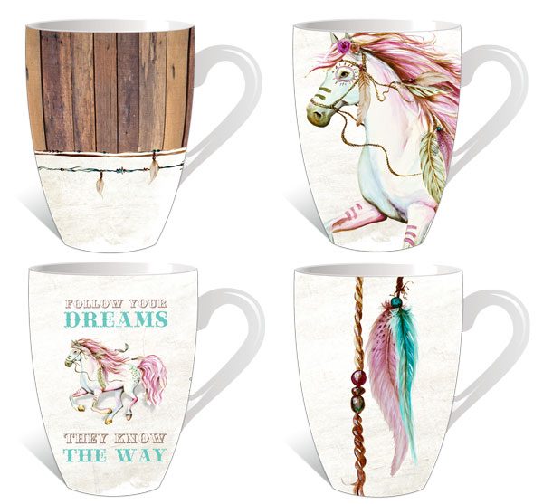 set of 4 pony mugs