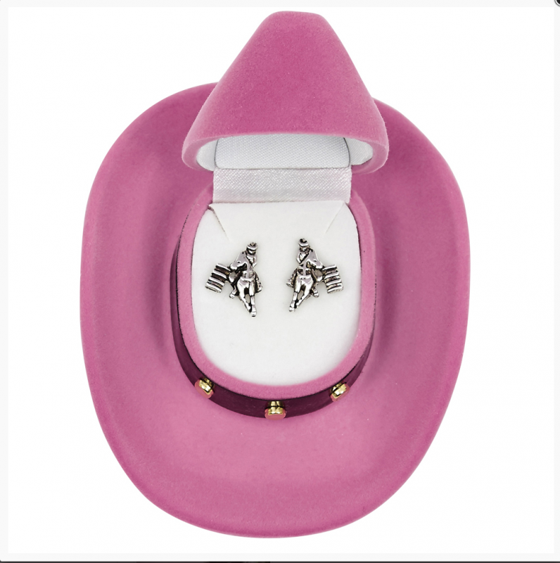Barrel Racing Cowboy Hat Earrings Filly and Co Horse Gifts