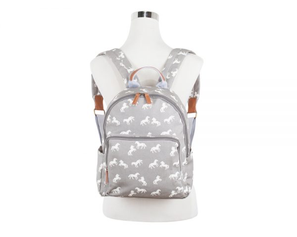 oilcloth horse backpack grey