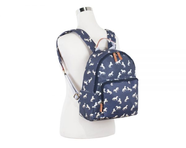 oilcloth horse backpack navy
