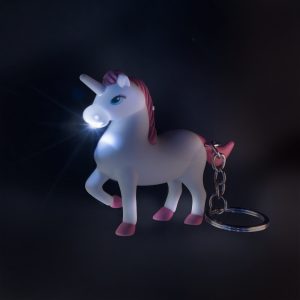 sound and light unicorn keyring
